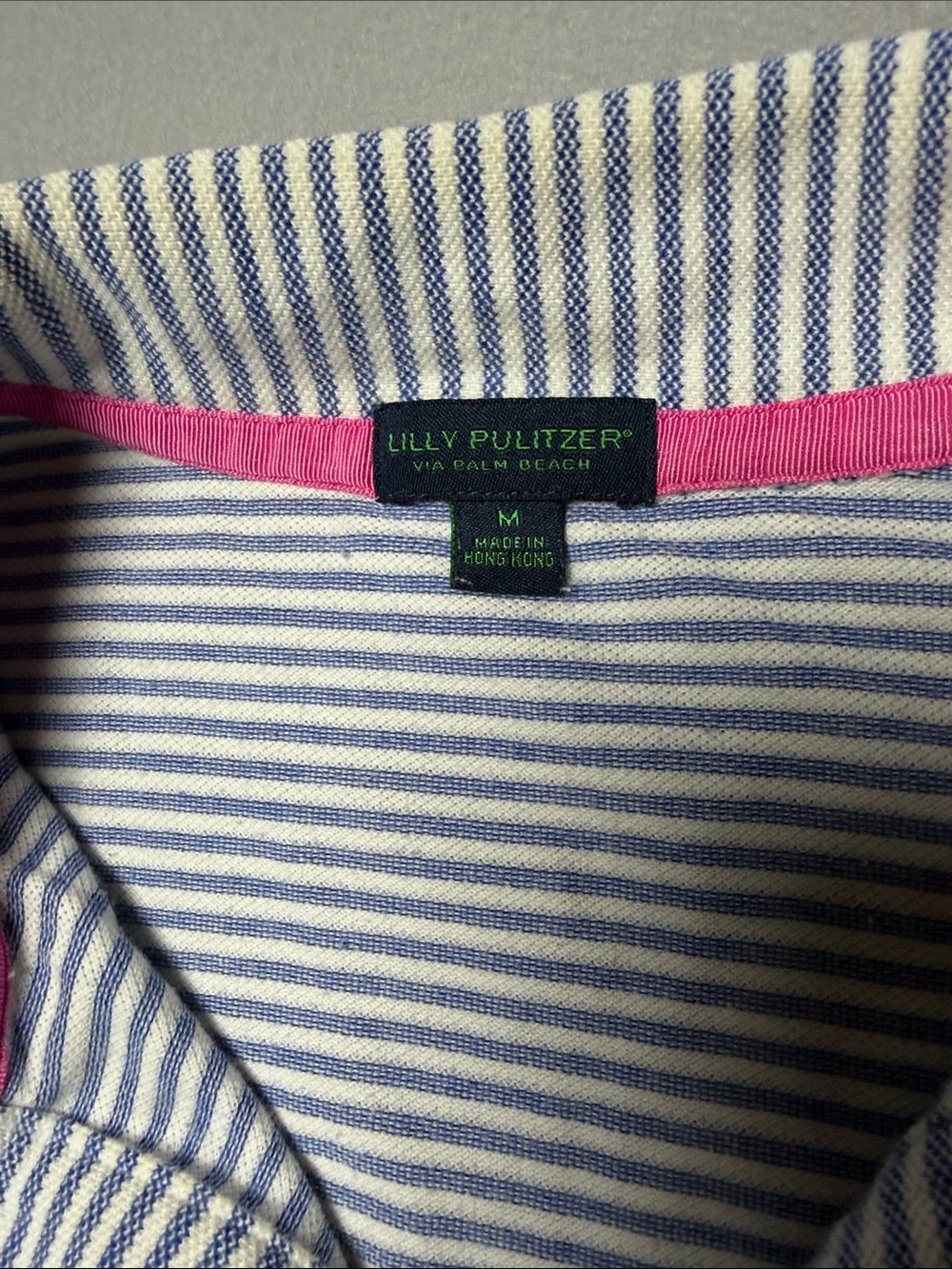 Lilly Pulitzer Men's Blue & White Striped Polo 100% Pima cotton - Picture 2 of 4